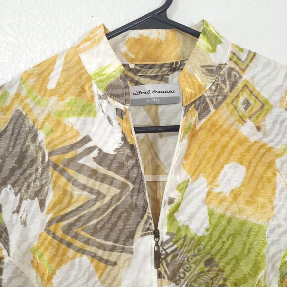Alfred Dunner Jacket Womens Size 6 Petite Lightweight Abstract Zip Up 3/4 Sleeve - Picture 7 of 12